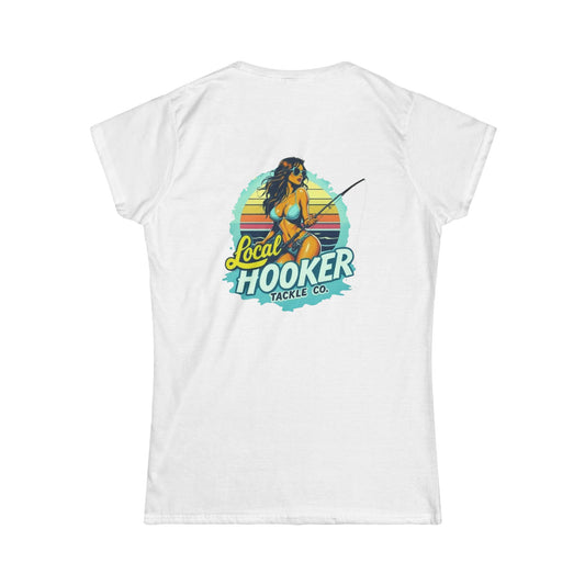 Local Hooker Tackle Co. Women's Tee — Retro Fishing Pinup Graphic Shirt