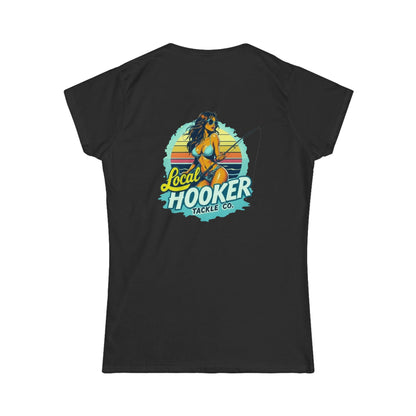 Local Hooker Tackle Co. Women's Tee — Retro Fishing Pinup Graphic Shirt