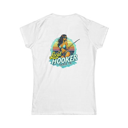 Local Hooker Tackle Co. Women's Tee — Retro Fishing Pinup Graphic Shirt