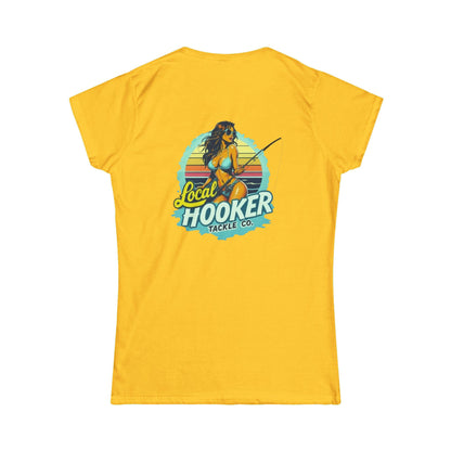 Local Hooker Tackle Co. Women's Tee — Retro Fishing Pinup Graphic Shirt