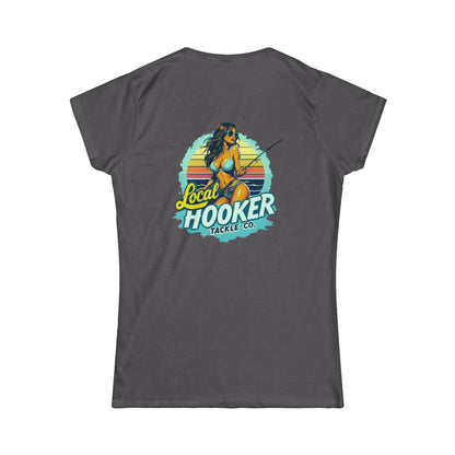 Local Hooker Tackle Co. Women's Tee — Retro Fishing Pinup Graphic Shirt